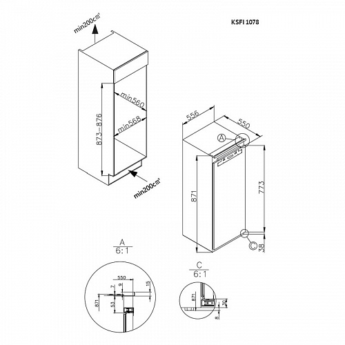 Встраиваемая морозильная камера KORTING KSFI 1078