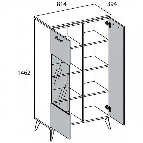 Шкаф с витриной VINATI 1V1D P ПЕРСИДСКИЙ ЖЕМЧУГ/АМАРОК
