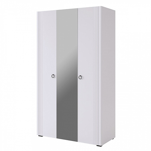 Шкаф трехдверный Ева 105.02 белое дерево/белый матовый