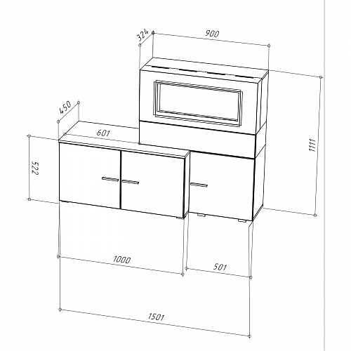 Тумба НК Ralf с биокамином Белый/Белый глянец