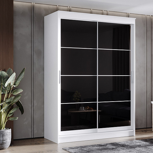 Шкаф-купе ГРАНД 1 1,6 Белый гладкий/Лакобель черный