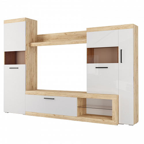 Гостиная Бастон Дуб вотан/Белый гладкий