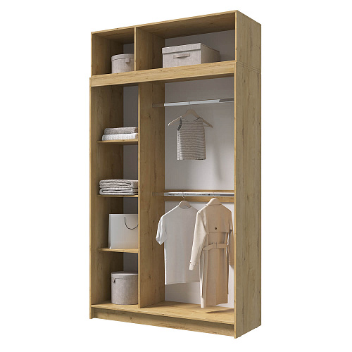 Шкаф-купе БРУНО 3 с антресолью Дуб вотан/Белый гладкий