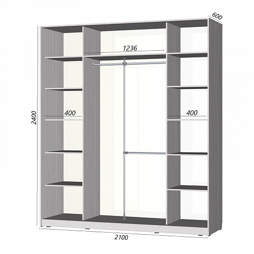 Шкаф-купе Старт 3-дверный без зеркала со вставками 2100 (высота 2400, глубина 600)