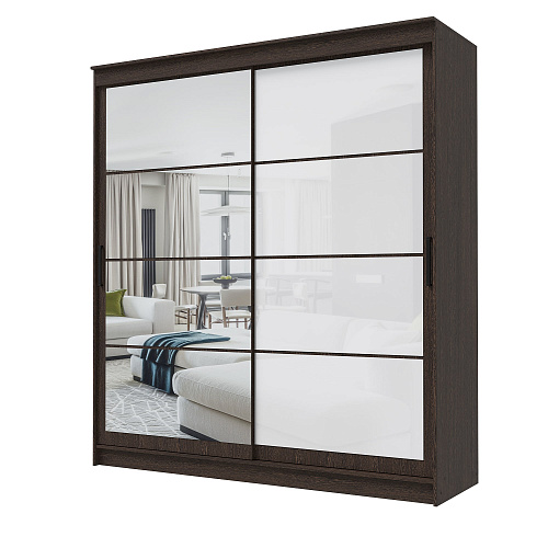 Шкаф-купе ГРАНД 1 2,0 Венге/Зеркало/Лакобель белый