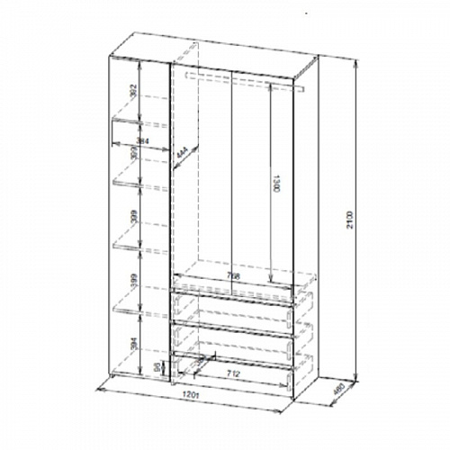 Шкаф 3-х створчатый Некст 1 Дуб Золотой/Белый