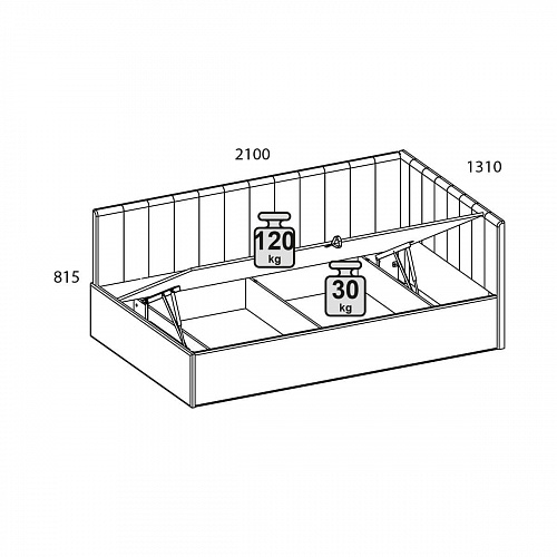 Кровать с подъемным механизмом угловая SINGLE 120 SIMPLE 5