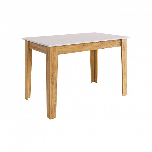 Стол обеденный раздвижной Цезарь белое дерево/дуб крафт золотой