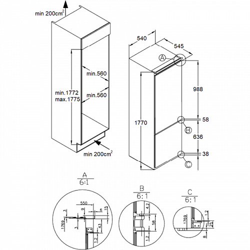 Холодильник встраиваемый HOMSair FB177SW Inverter