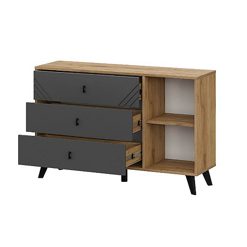 Комод Байкал 3 ящика (со створкой) Дуб Золотой/Графит