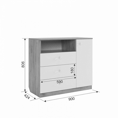 Комод Форсаж дуб крафт золотой/белый