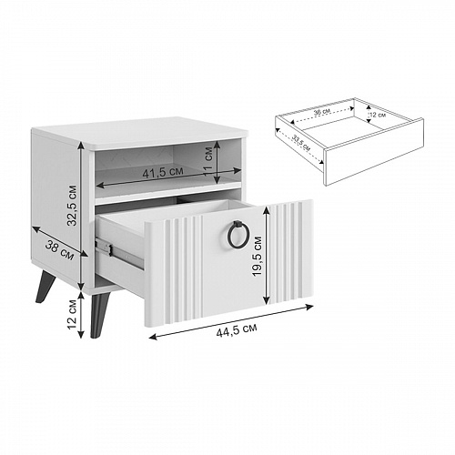 Спальный гарнитур Ева К1 белое дерево/белый матовый/крем (велюр)
