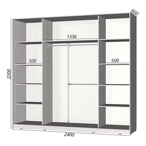 Шкаф-купе Старт 3-дверный без зеркала 2400 (высота 2200, глубина 600)