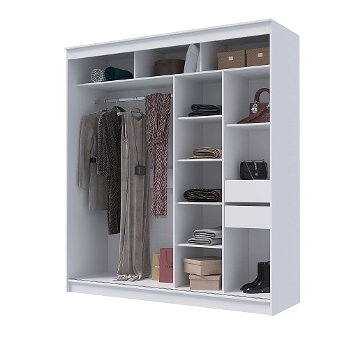 Шкаф-купе ГРАНД 1 2,0 Белый гладкий/Лакобель белый