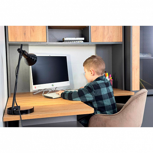 Стол компьютерный Лайт-2 1200 угловой графит/дуб крафт золотой