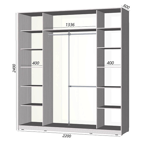 Шкаф-купе Старт 3-дверный без зеркала 2200 (высота 2400, глубина 600)