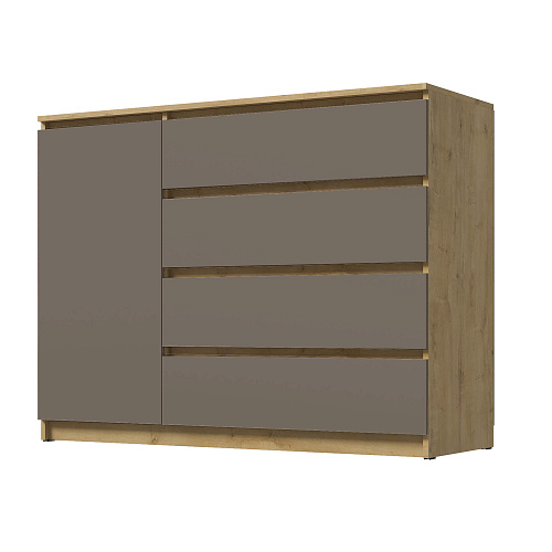 Комод ВЕГА Люкс 1Д-4Я Дуб Вотан/Мокко