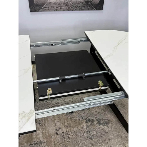 Стол обеденный Kenner DO1200 черный/керамика мрамор белый