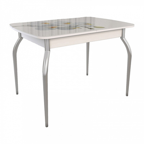 Стол обеденный раздвижной белый/Орхидея