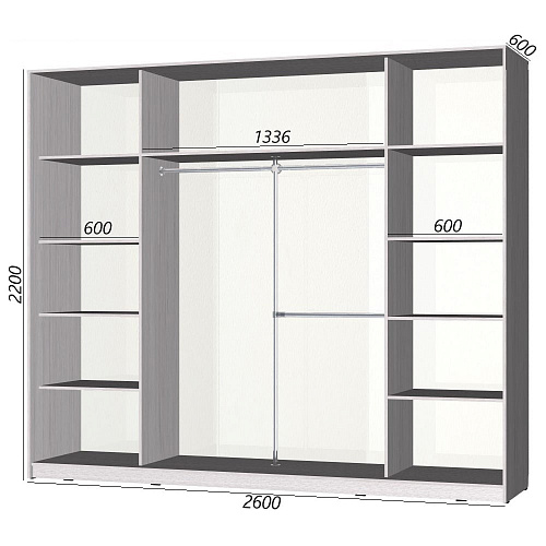 Шкаф-купе Старт 3-дверный без зеркала 2600 (высота 2200, глубина 600)