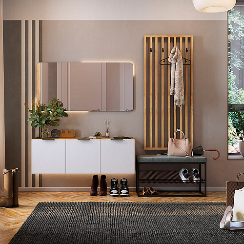 Прихожая Бери К6 дуб крафт золотой/белое дерево