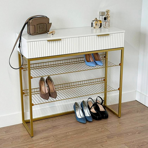 Обувница Классная 1 белое дерево/золото