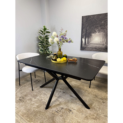 Стол обеденный Kenner DM1400 черный/керамика мрамор черный