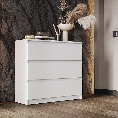 Комод ВЕГА 3Я Белый гладкий