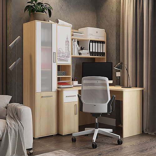 Стол компьютерный Лайт К1 дуб сонома/белый