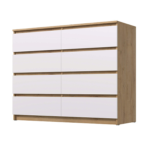 Комод ВЕГА Люкс 8Я Дуб Вотан/Белый гладкий