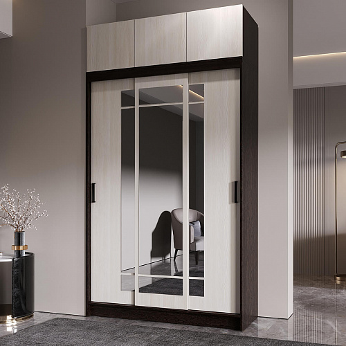 Шкаф-купе БРУНО 4 с антресолью Венге/Лоредо