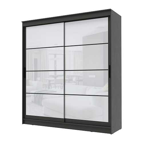 Шкаф-купе ГРАНД 1 2,0 Графит/Лакобель белый