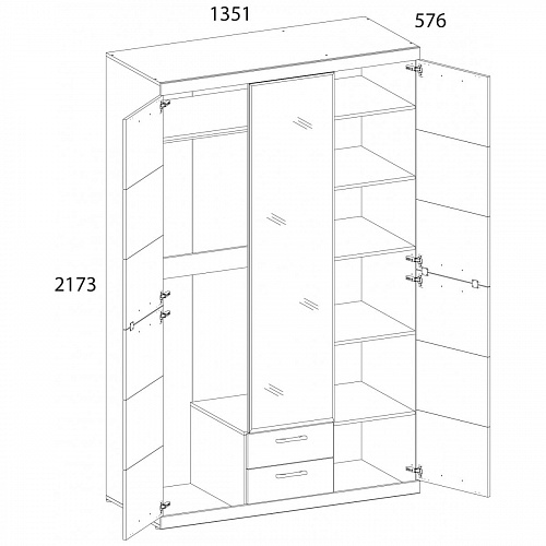 Шкаф 3D2S Z OSKAR дуб Санремо