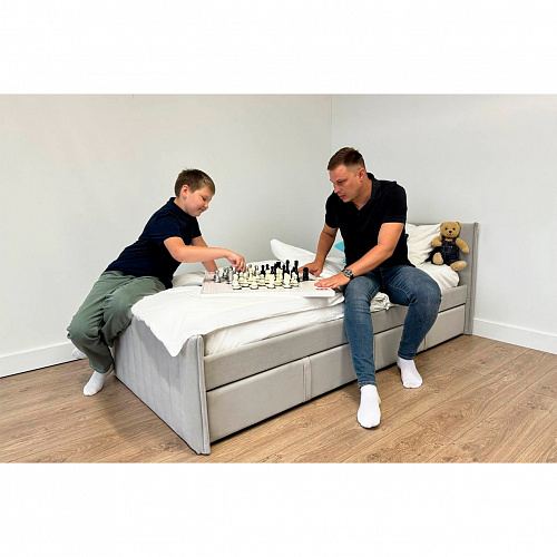 Кровать с ящиками Твикс 90х200 галька (велюр)