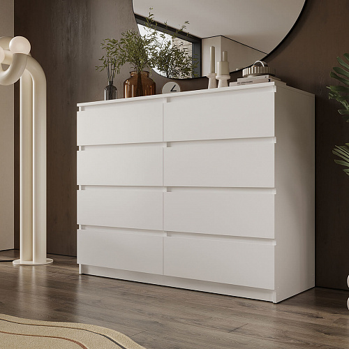 Комод ВЕГА Люкс 8Я Белый гладкий