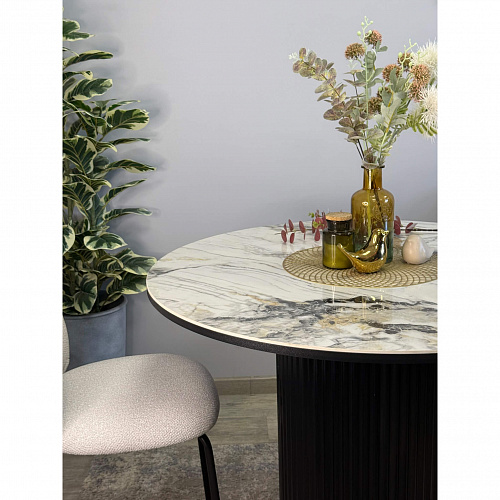 Стол обеденный Kenner LD1000 черный/керамика гранит арктический глянец