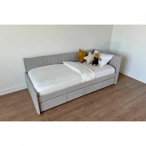 Кровать с ящиками Твикс (Софа) 90х200 галька (велюр)