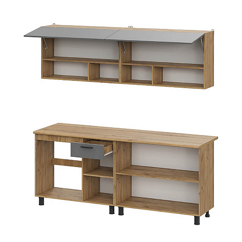 Кухня Монако 2,0 Дуб Золотой/Графит/Дуб Вотан