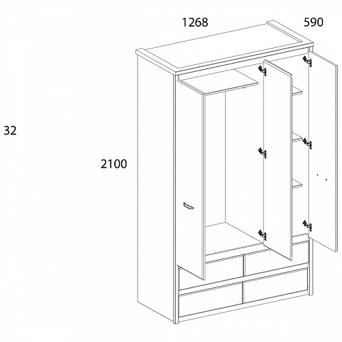 Шкаф 3DG4S Z JAZZ Каштан найроби/Оникс