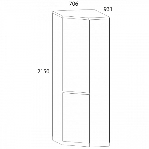 Шкаф угловой TAURUS 1DGL Белый/Дуб вотан