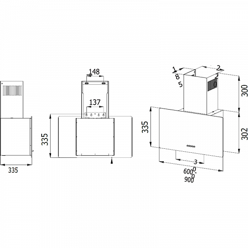 Вытяжка навесная EVELUX Flex 60 BG