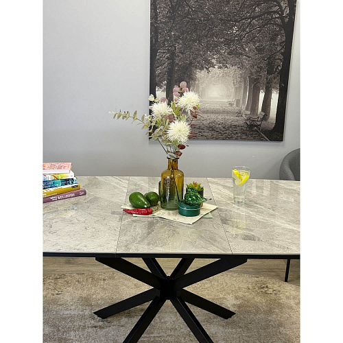 Стол обеденный Kenner BR1400 черный/керамика ITALIAN MIDDLE GRAY