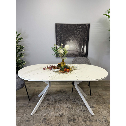 Стол обеденный Kenner DO1200 белый/керамика мрамор белый
