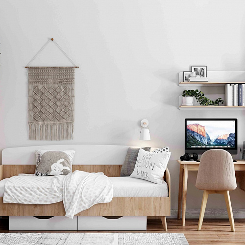 Шкаф однодверный Калагари Дуб светлый натуральный/Белый матовый