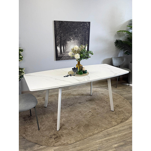 Стол обеденный Kenner AK1400 белый/керамика GLORIA WHITE