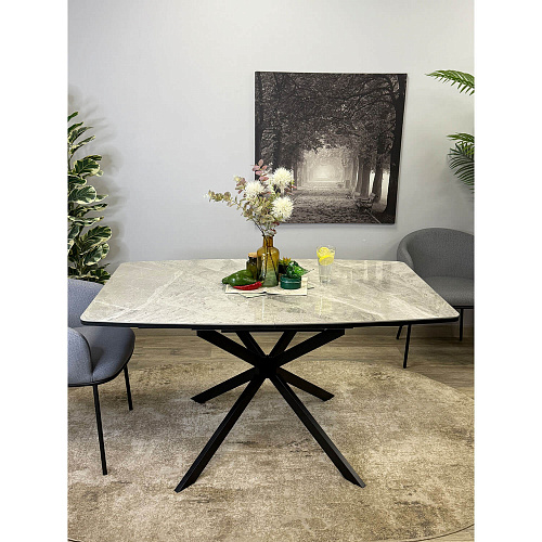 Стол обеденный Kenner BR1300 черный/керамика ITALIAN MIDDLE GRAY