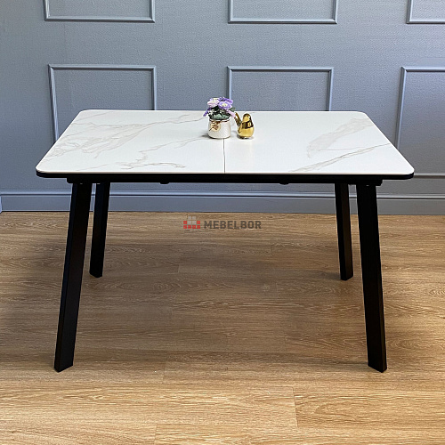 Стол обеденный Kenner AA1200 черный/керамика мрамор белый