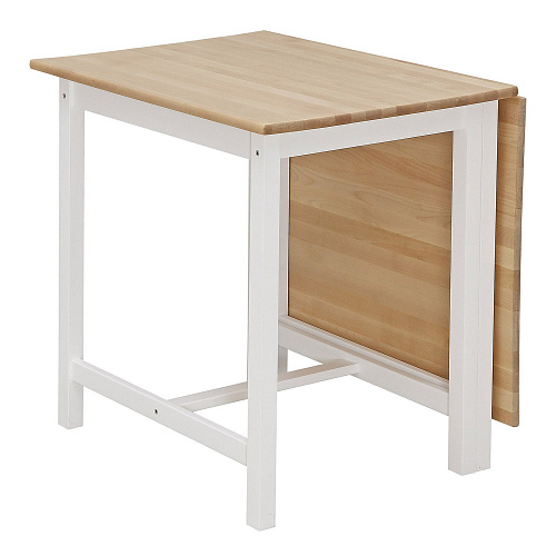 Стол раскладной большой ИДЕЯ массив Бесцветный (Лак)/СНЕГ