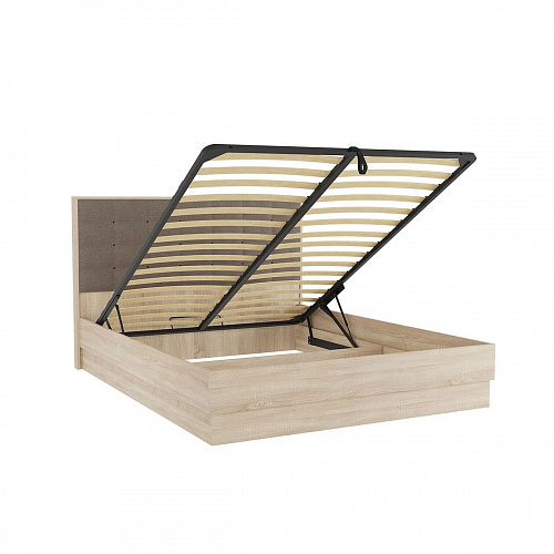 Кровать с подъемным механизмом Николь М 1600х2000 дуб сонома/какао (рогожка)