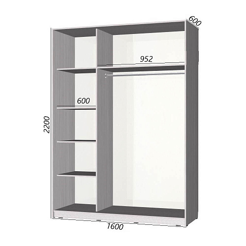 Шкаф-купе Старт 2-дверный без зеркала со вставками 1600 (высота 2200, глубина 600)